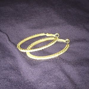 Large oval cubic zirconia silver hoops